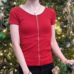 Bella Seamless Ribbed Red Top